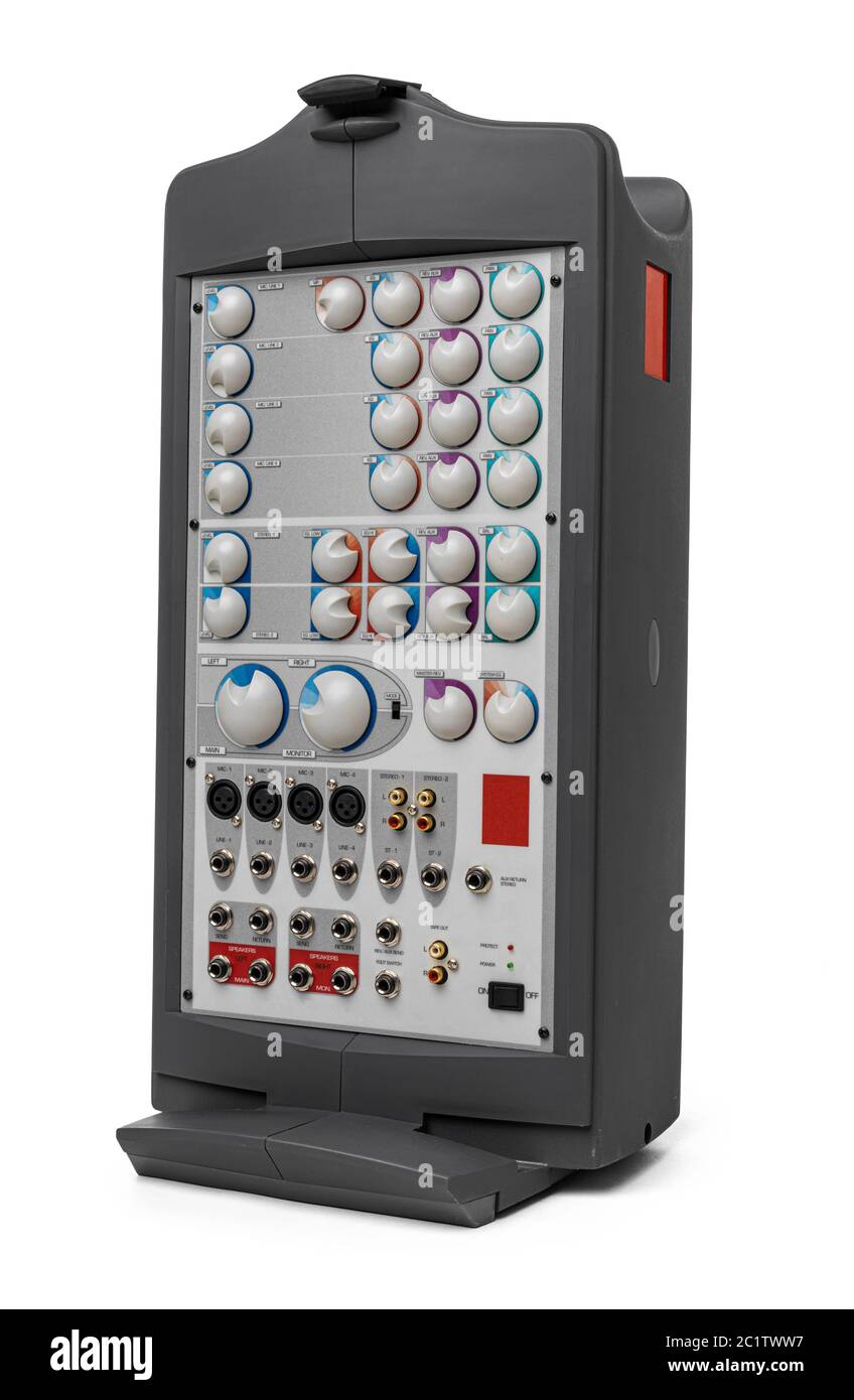 Modern audio system amplifier on white background Stock Photo Alamy