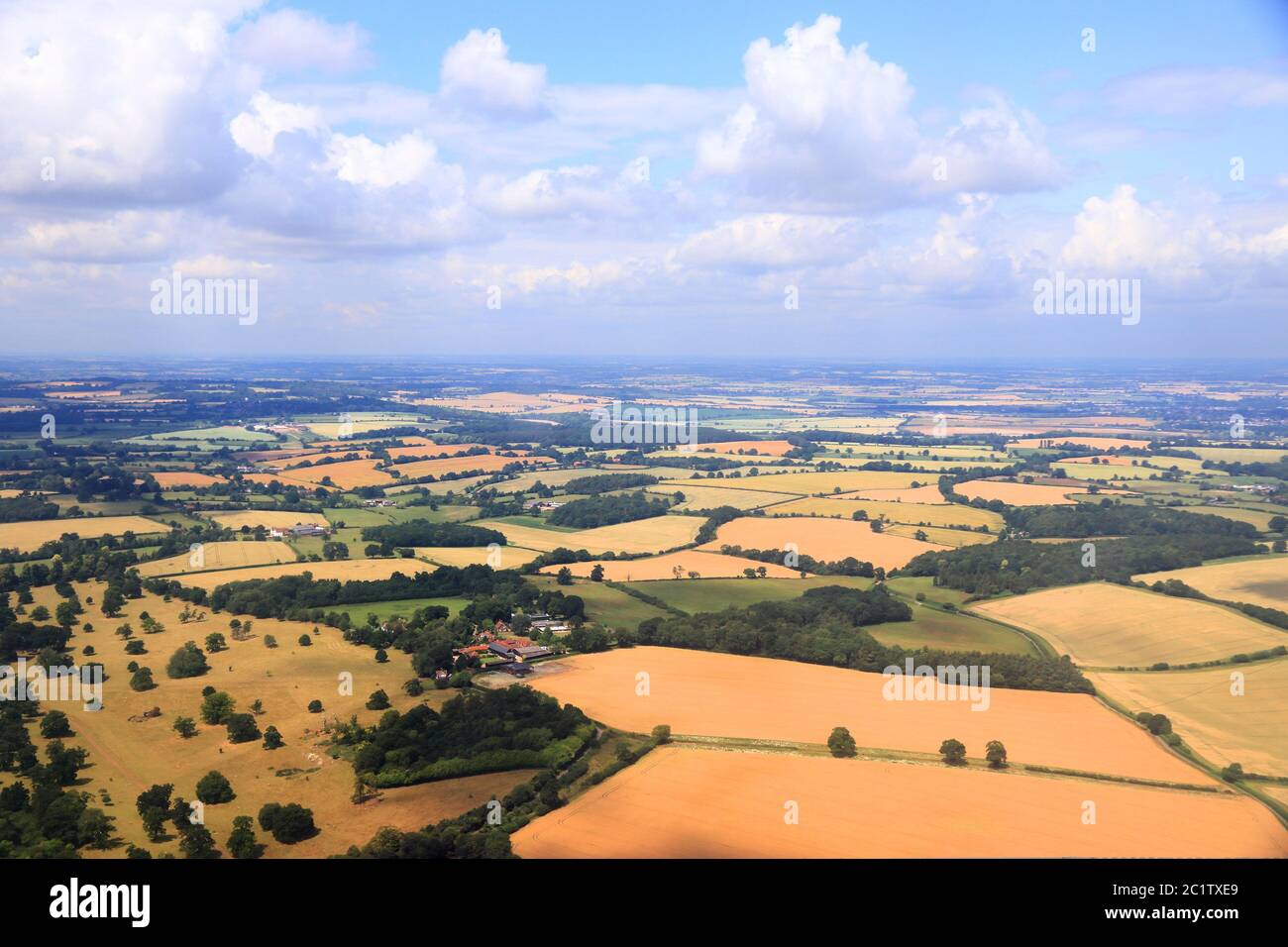 England countryside aerial view. Summer fields in Hertfordshire. Stock Photo