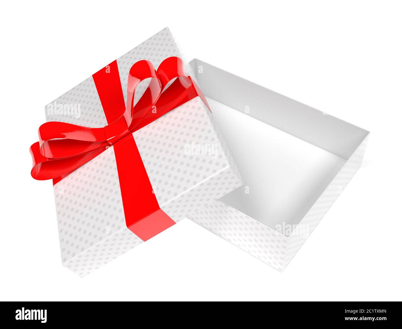 Gift box decorated with shiny red ribbon. 3d rendering illustration ...