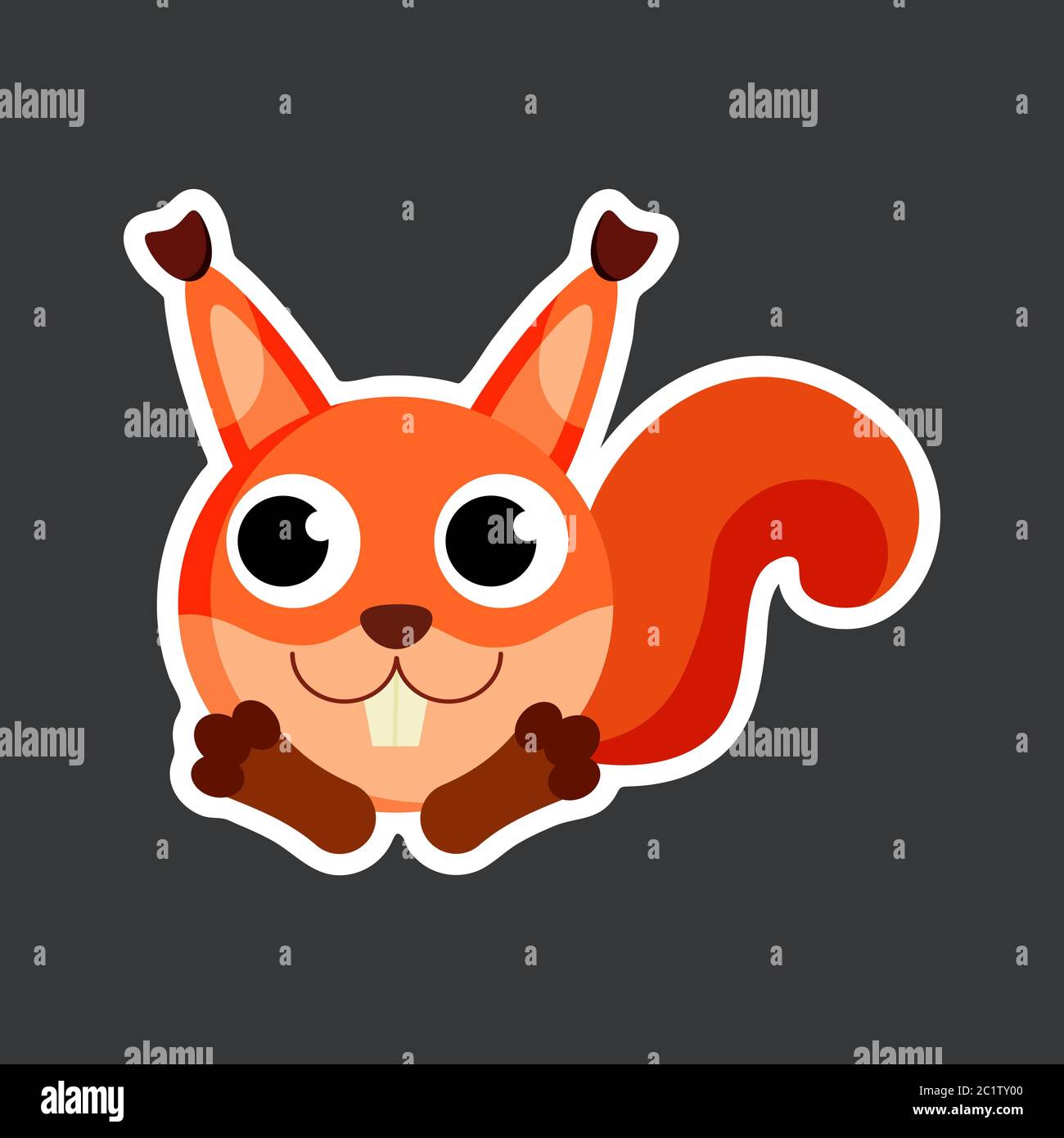 cute cartoon squirrel sticker vector illustration. Flat design. Stock Vector