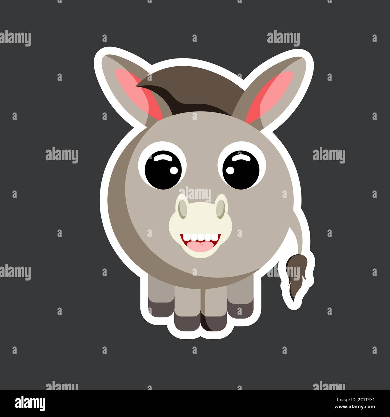 cute donkey sticker template in flat vector style Stock Vector Image ...