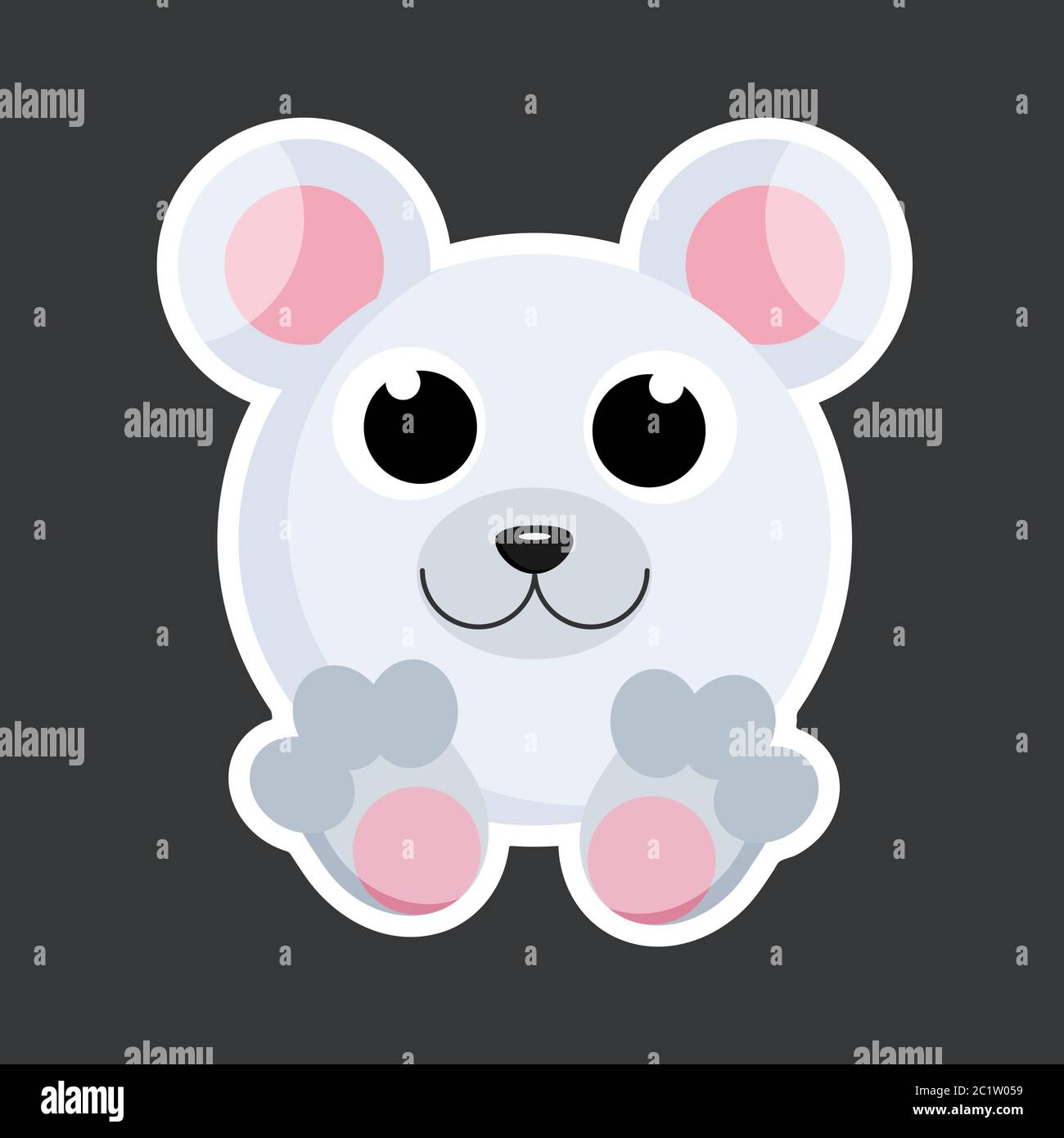 cute polar bear sticker template in flat vector style Stock Vector