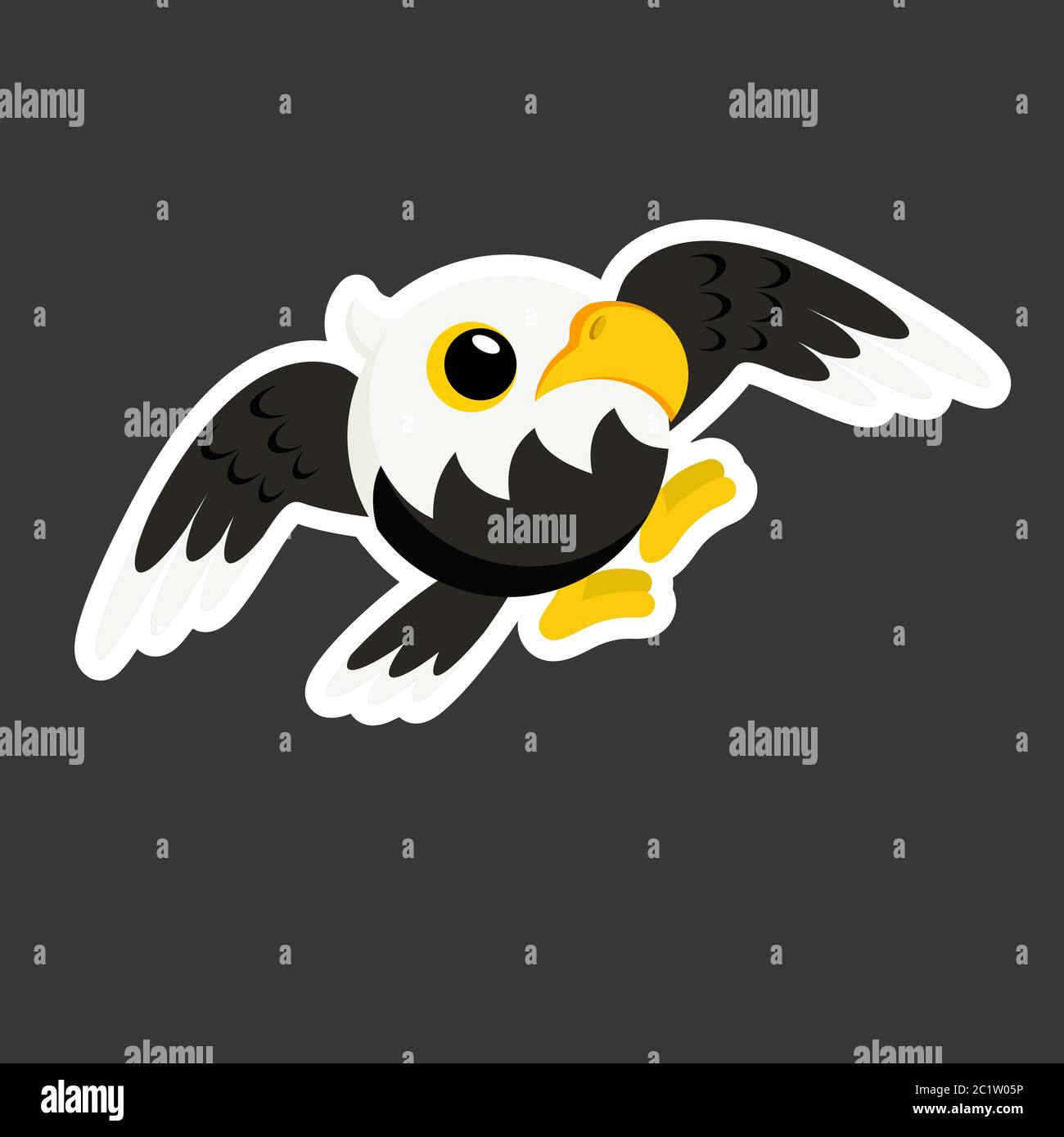 cute eagle sticker template in flat vector style Stock Vector