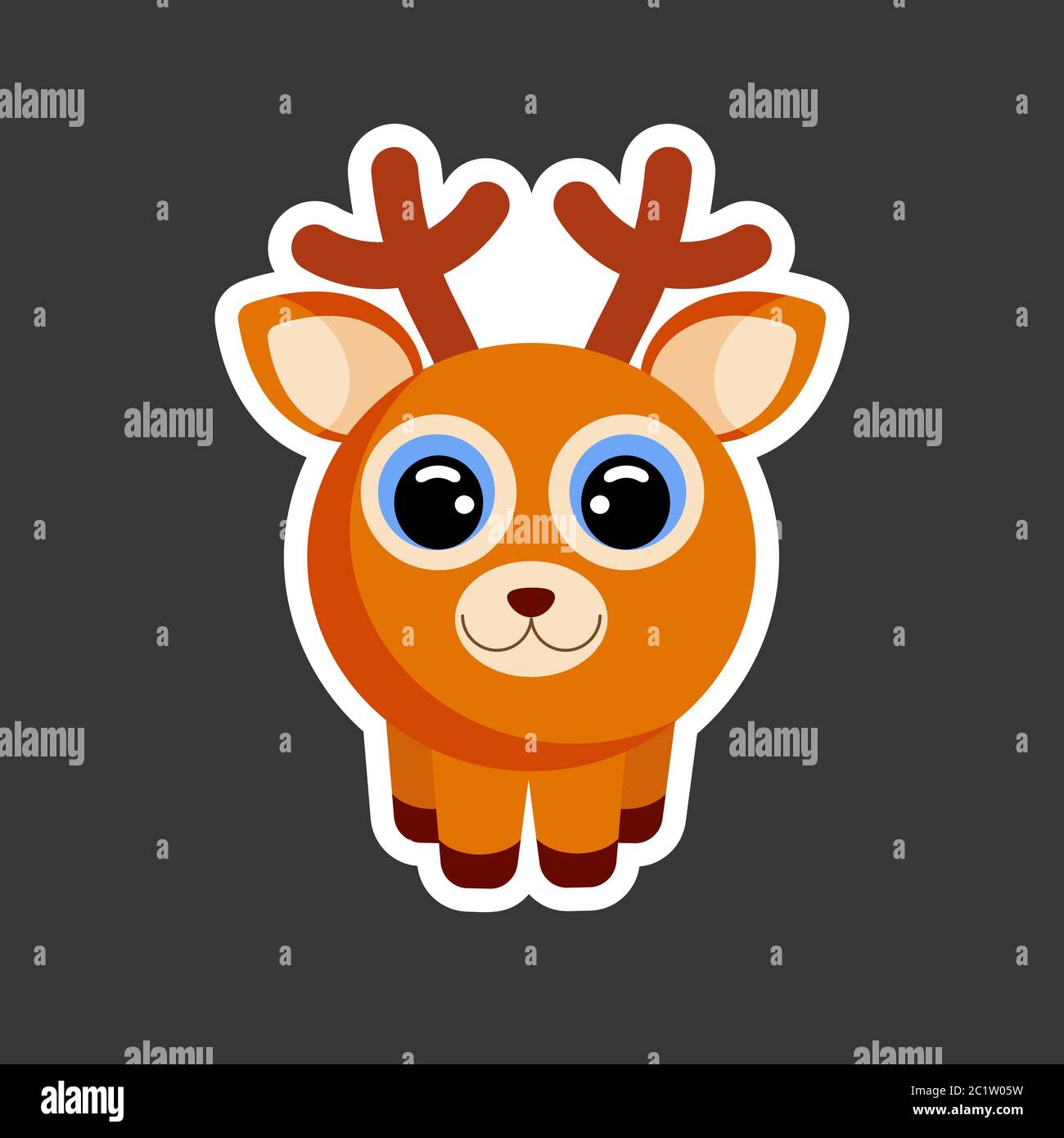 cute deer sticker template in flat vector style Stock Vector
