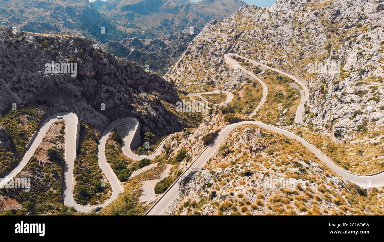 Road to Sa Calobra in Serra de Tramuntana - mountains in Mallorca, Spain. High quality photo Stock Photo