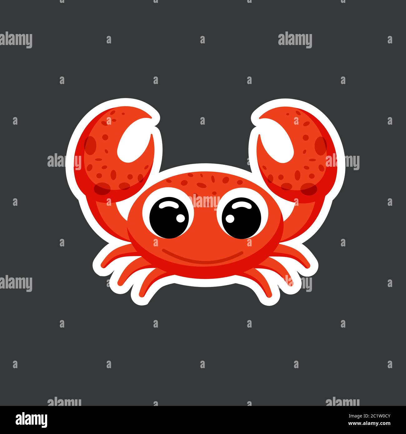 cute crab sticker template in flat vector style Stock Vector