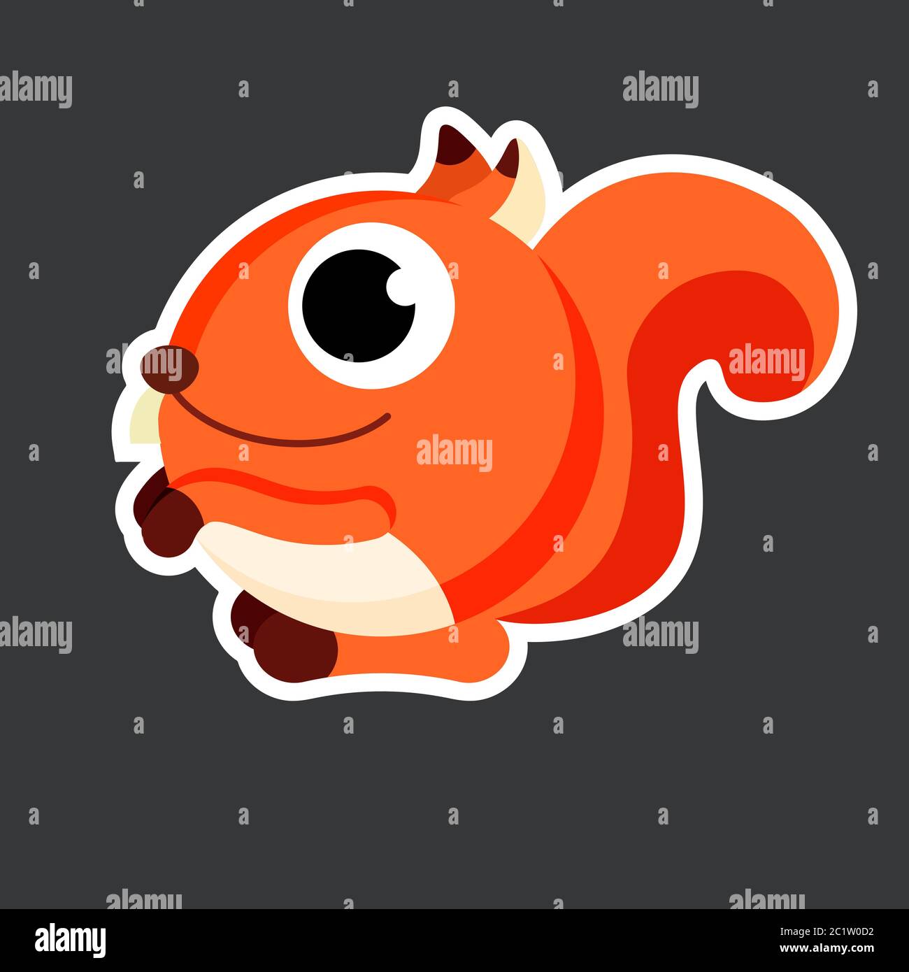 cute squirrel sticker template in flat vector style Stock Vector