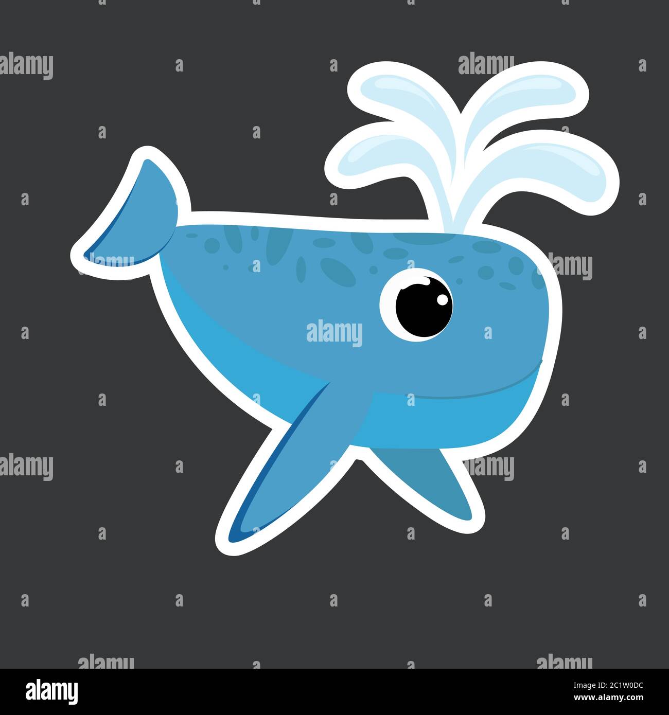 cute whale sticker template in flat vector style Stock Vector