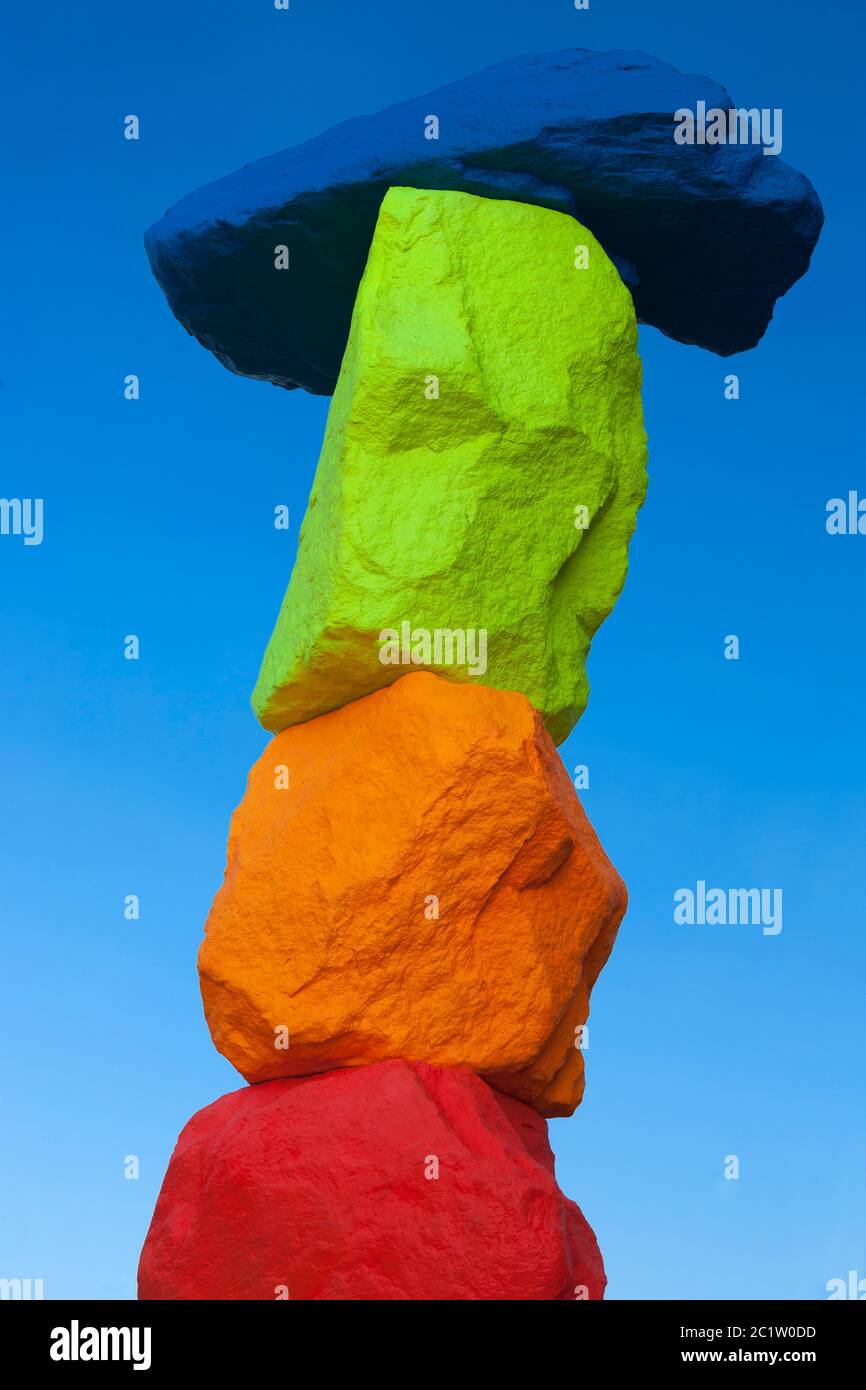 Liverpool Mountain, a 10-metre tall sculpture by internationally famous artist Ugo Rondinone, next to Tate Liverpool in Royal Albert Dock, Liverpool Stock Photo