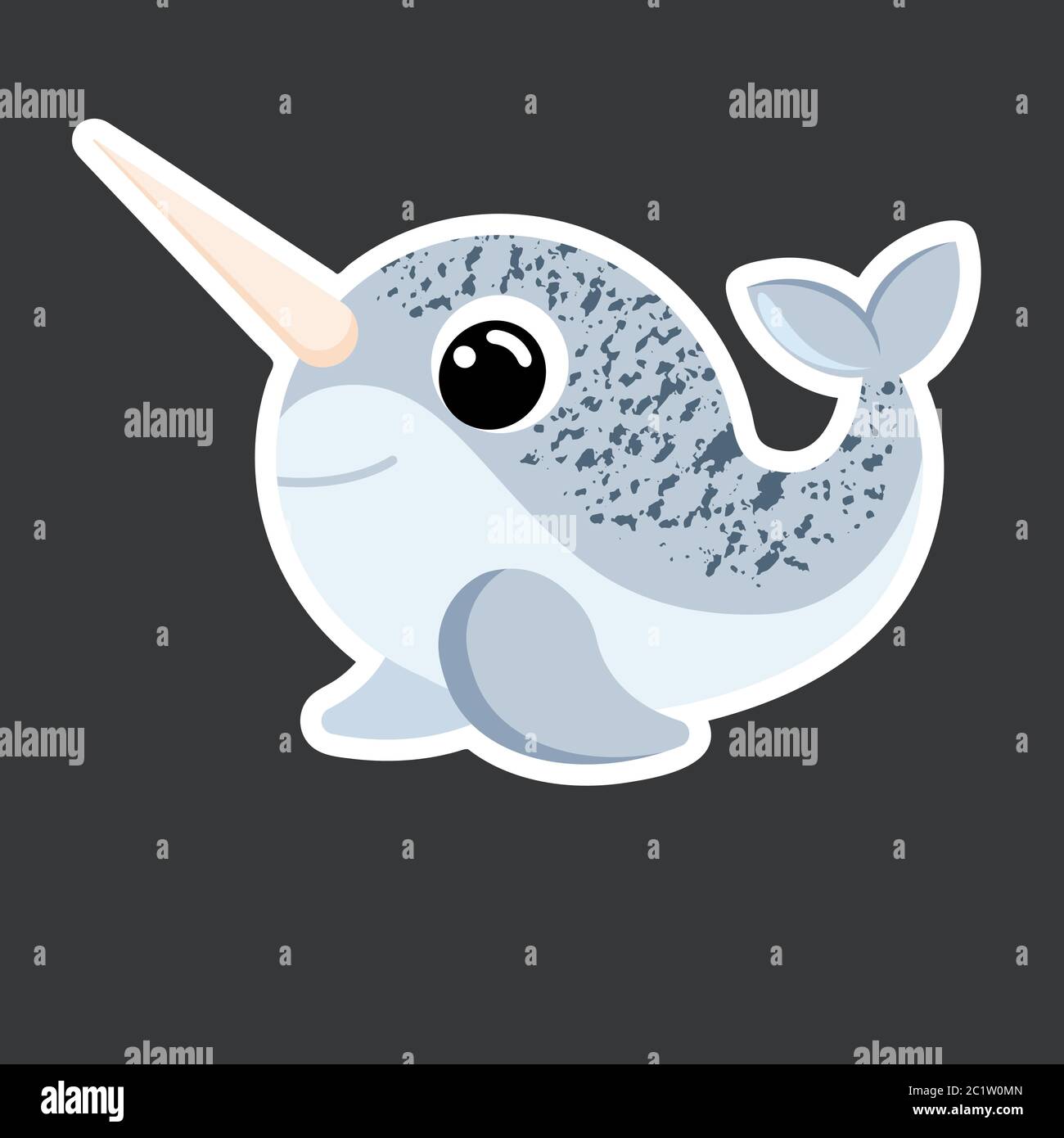 cute narwhal sticker template in flat vector style Stock Vector