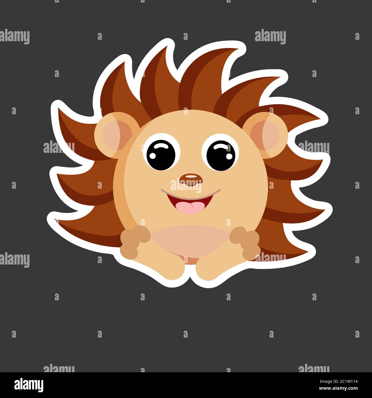 cute hedgehog sticker template in flat vector style Stock Vector