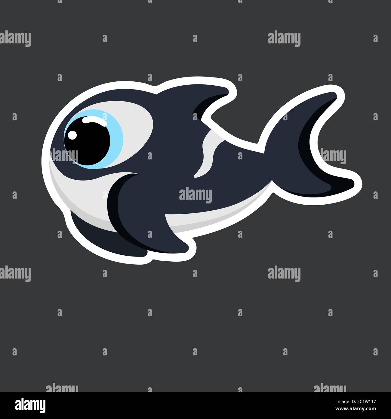 cute killer whale sticker template in flat vector style Stock Vector
