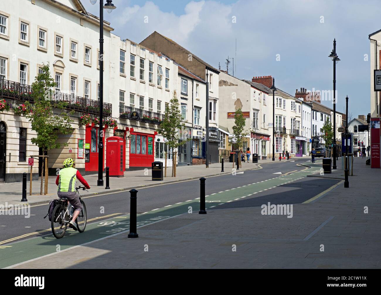 Cyclist on Hall Gate, Doncaster, South Yorkshire, England UK Stock