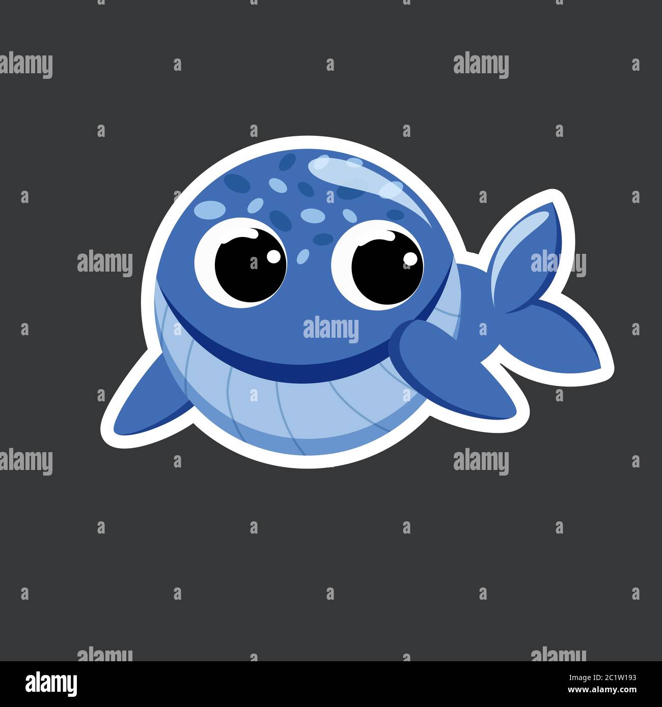 cute whale sticker template in flat vector style Stock Vector