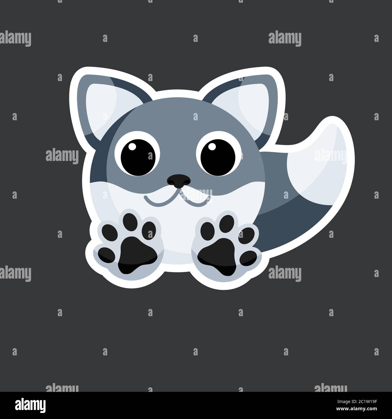 cute wolf sticker template in flat vector style Stock Vector