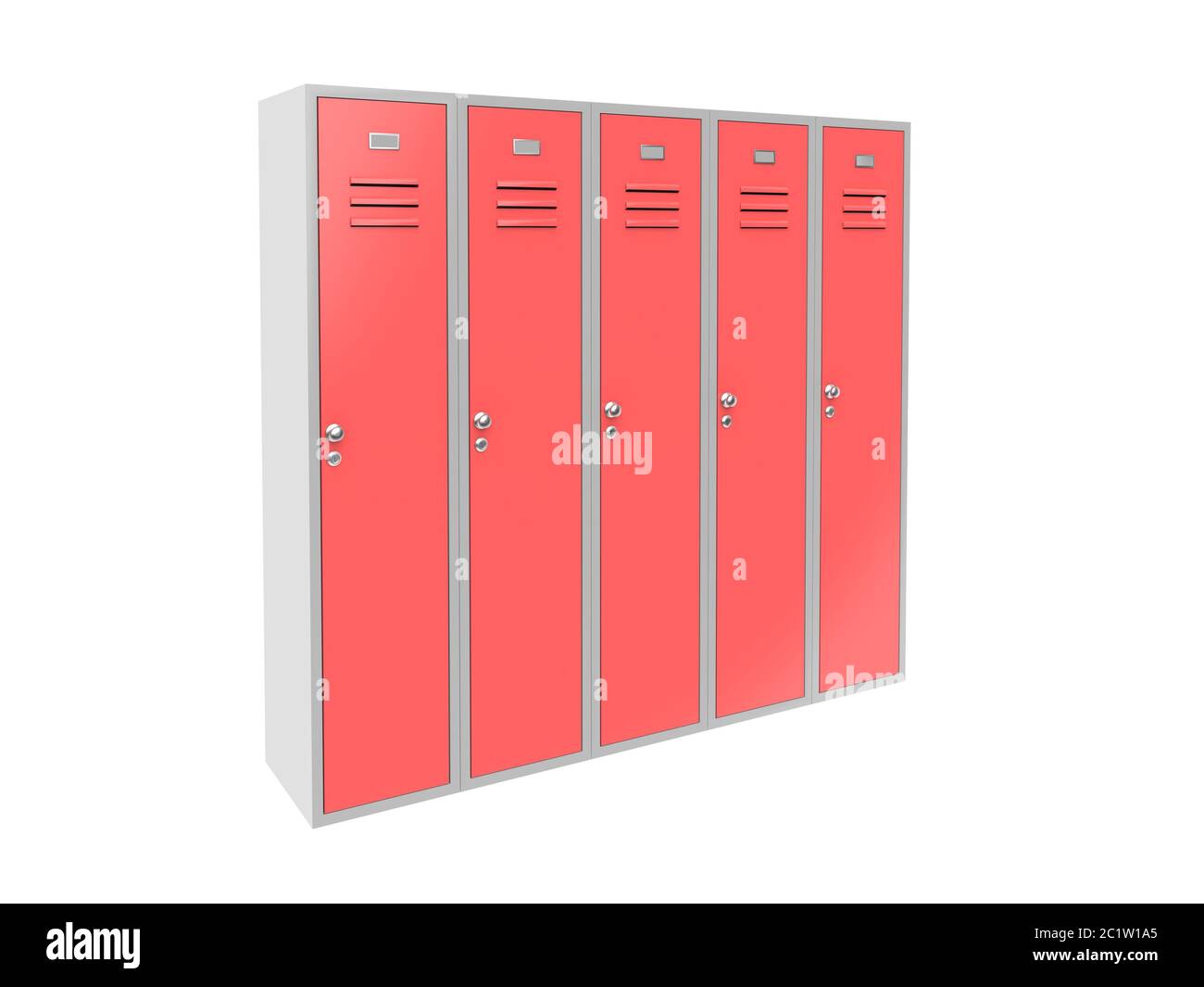 Red gym closed lockers. 3d rendering illustration Stock Photo Alamy
