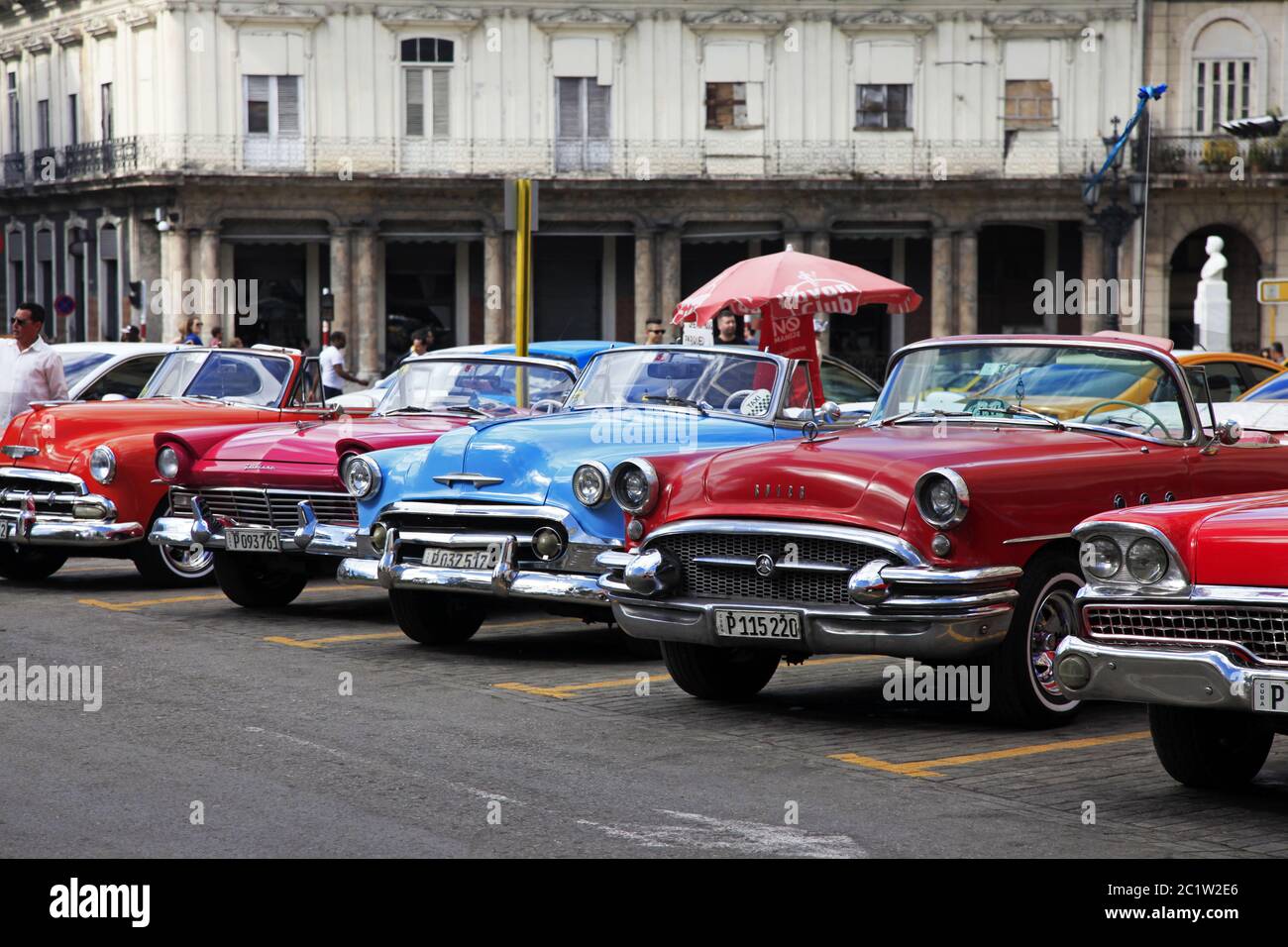 Vintage cars on the streets of colorful Havana Stock Photo