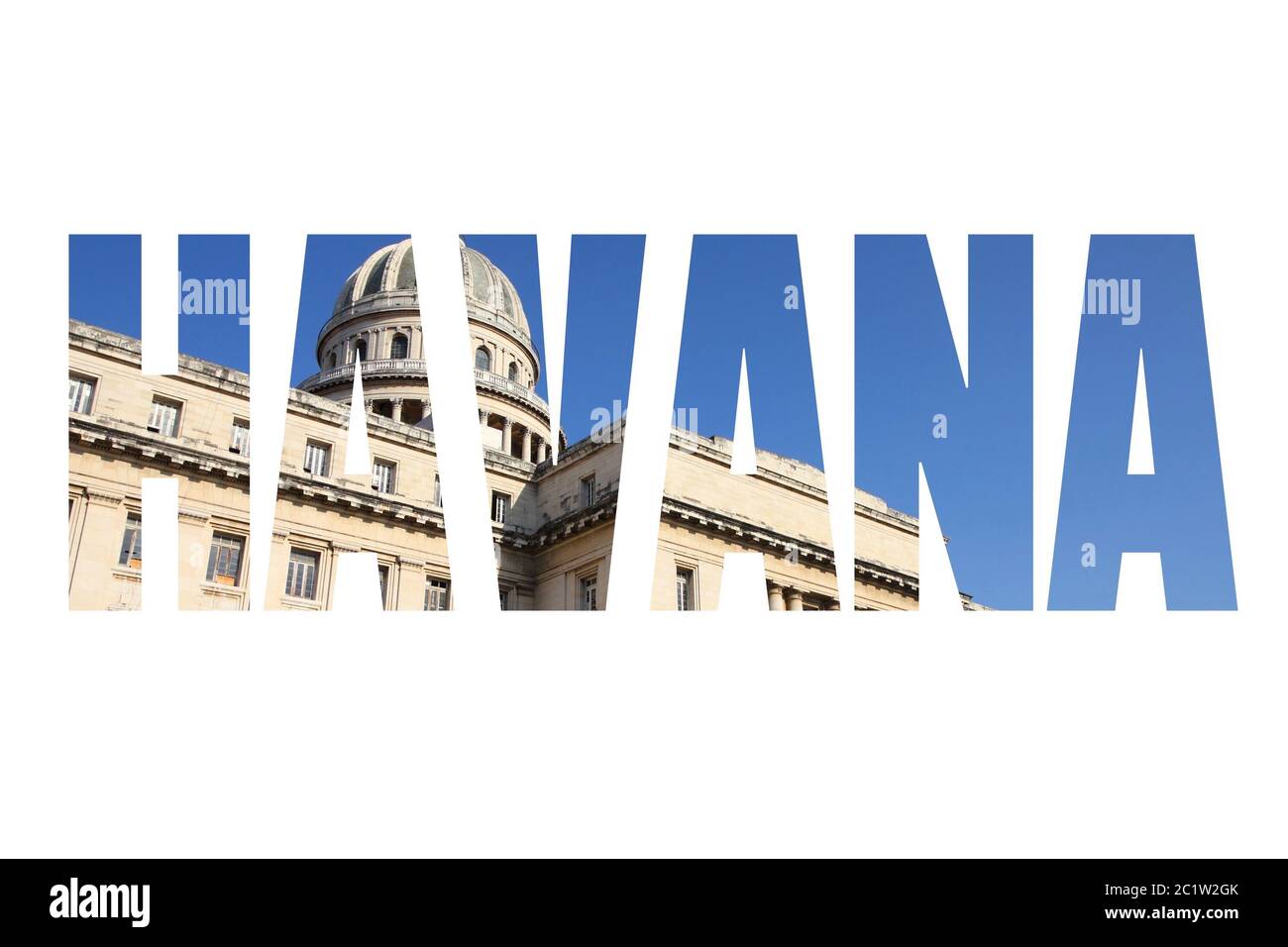 Havana, Cuba - city name word text photo silhouette. Stock Photo