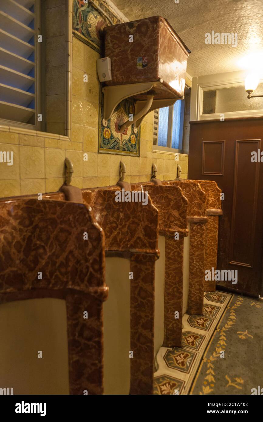 Famous gents toilets in the Philharmonic Dining Rooms (the Phil), a Grade I listed Victorian public house, Liverpool, Merseyside, England, UK Stock Photo