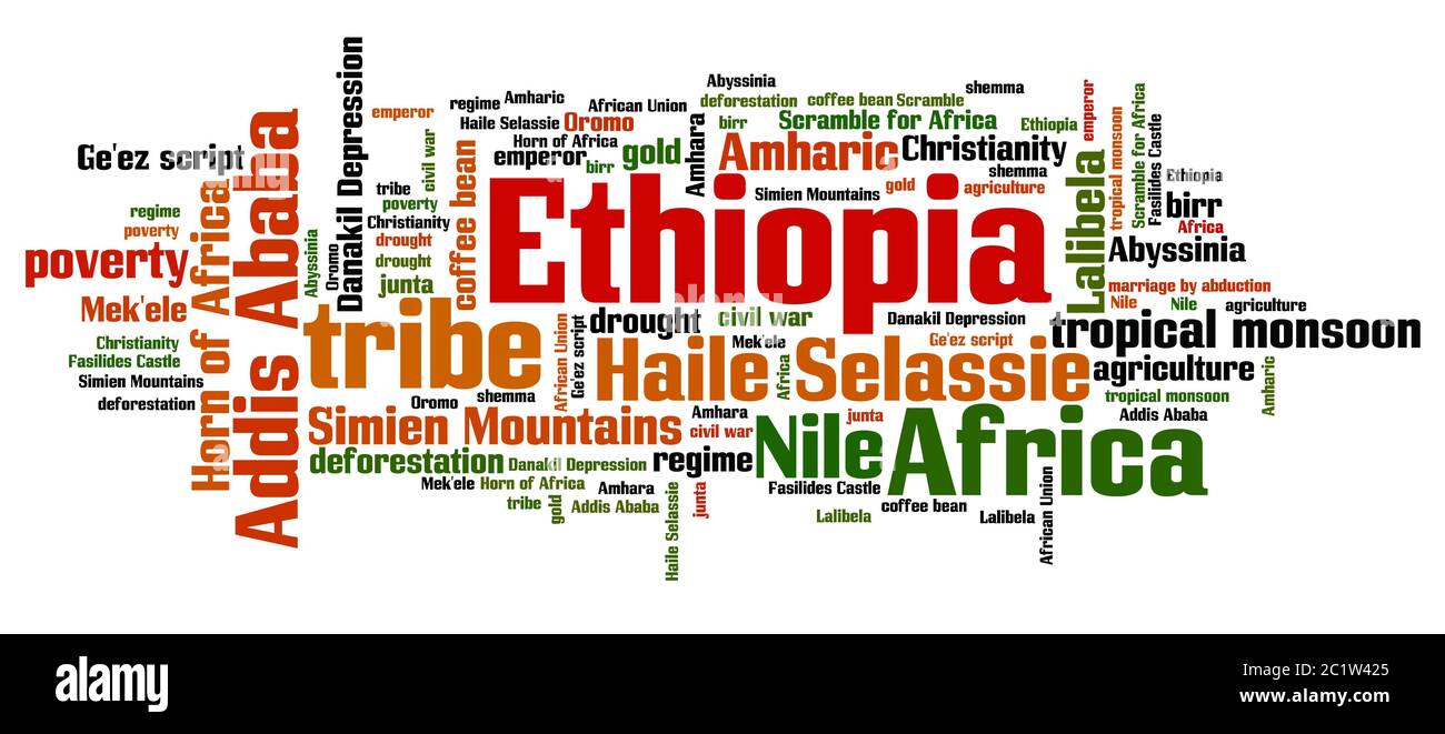 Ethiopia - country word cloud illustration. Word collage. Stock Photo