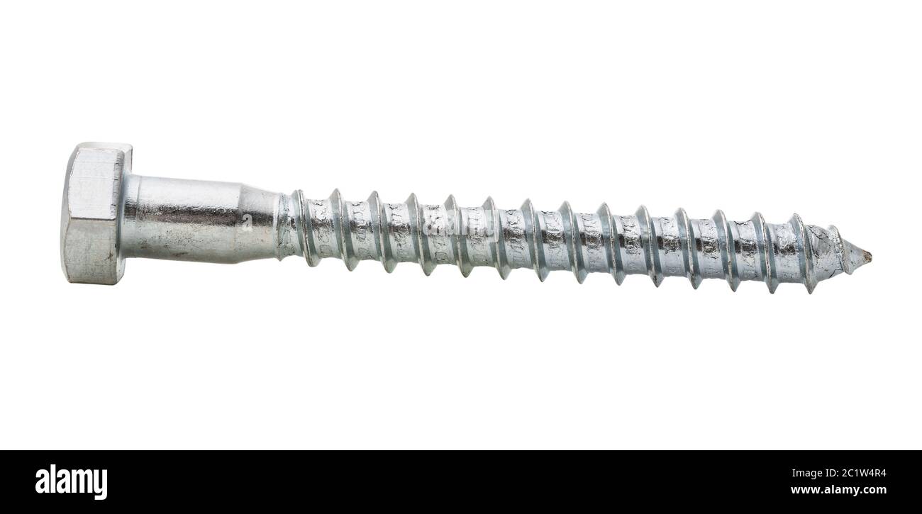 Galvanized threaded bolt isolated on white background Stock Photo