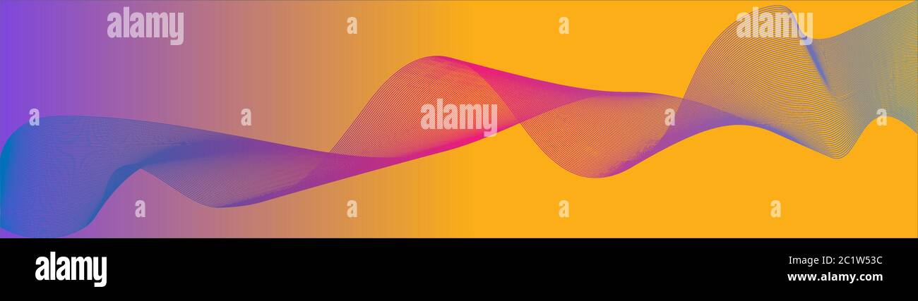 Abstract banner with dynamic waves effect, colorful gardient, vector illustration. Useful for online stores, web pages. Blending style. Stock Vector