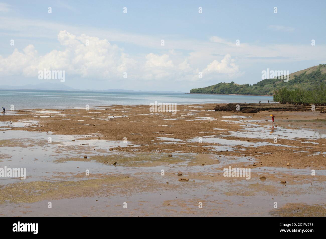 View of beach, Andoany or Hell-Ville harbour, Nosy Be, Madagascar. Stock Photo