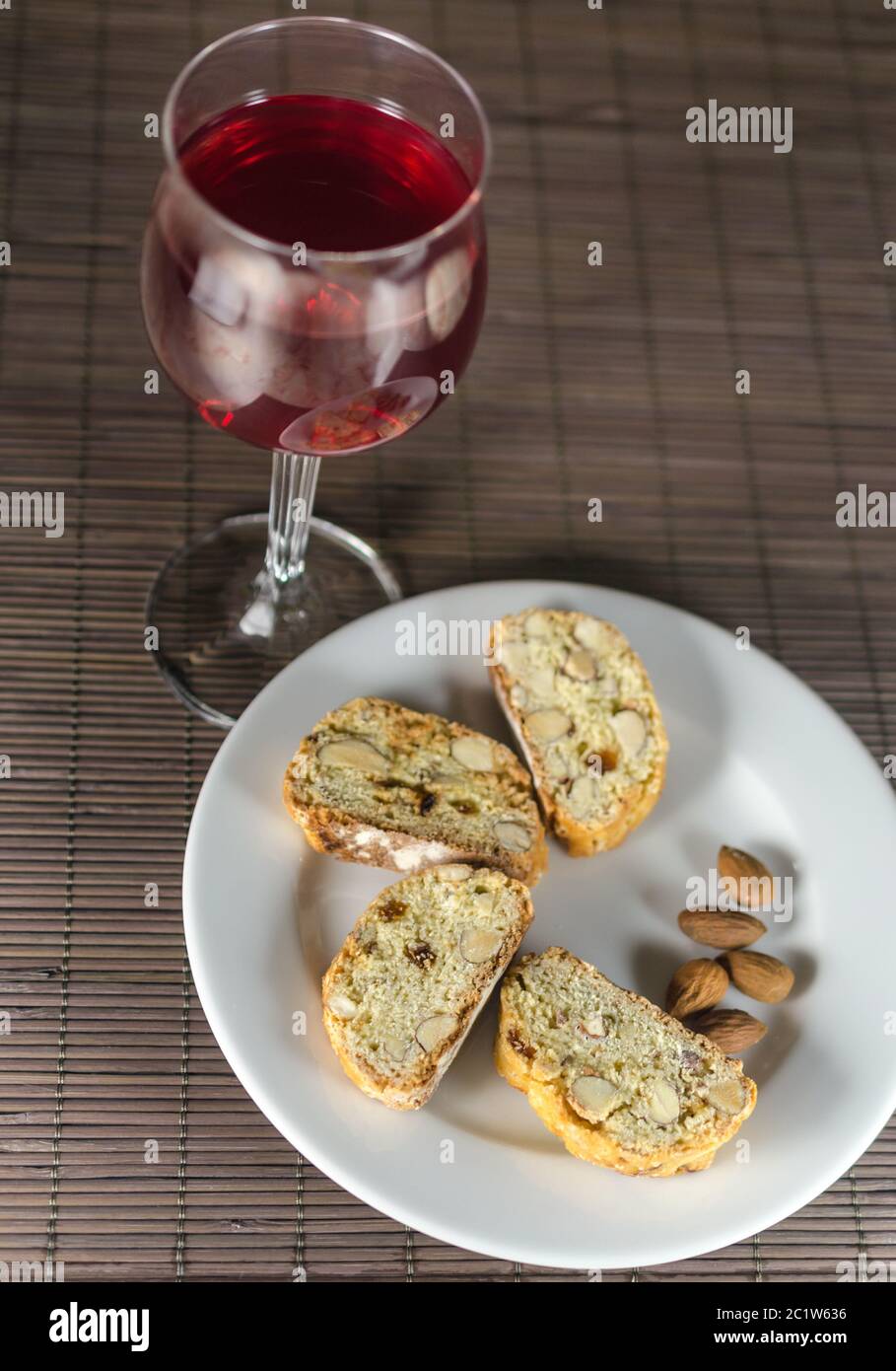 Red wine and biscotti Stock Photo Alamy