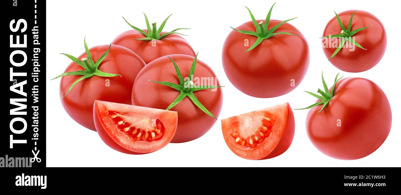 Tomatoes isolated isolated on white background with clipping path ...