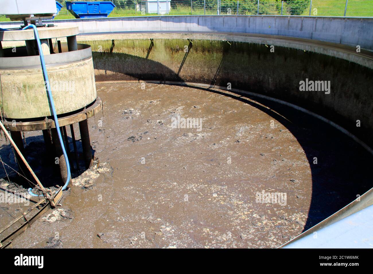 View into a secondary clarifier in which the water was pumped out for