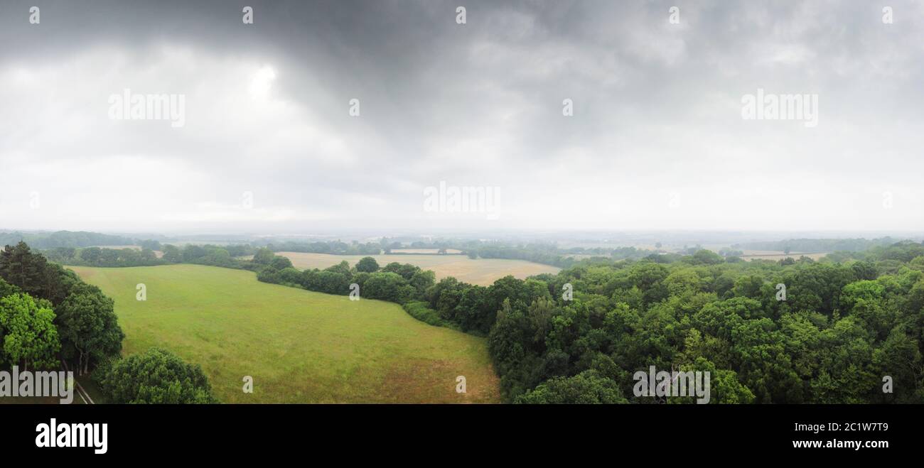 view from above of the essex countryside in village of little baddow england Stock Photo