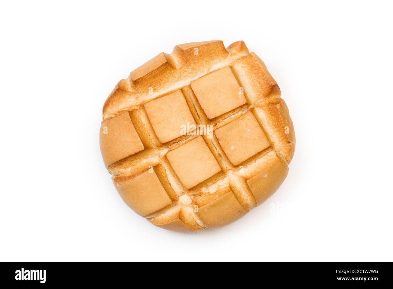 A loaf of bread on a white background in a top view Stock Photo - Alamy
