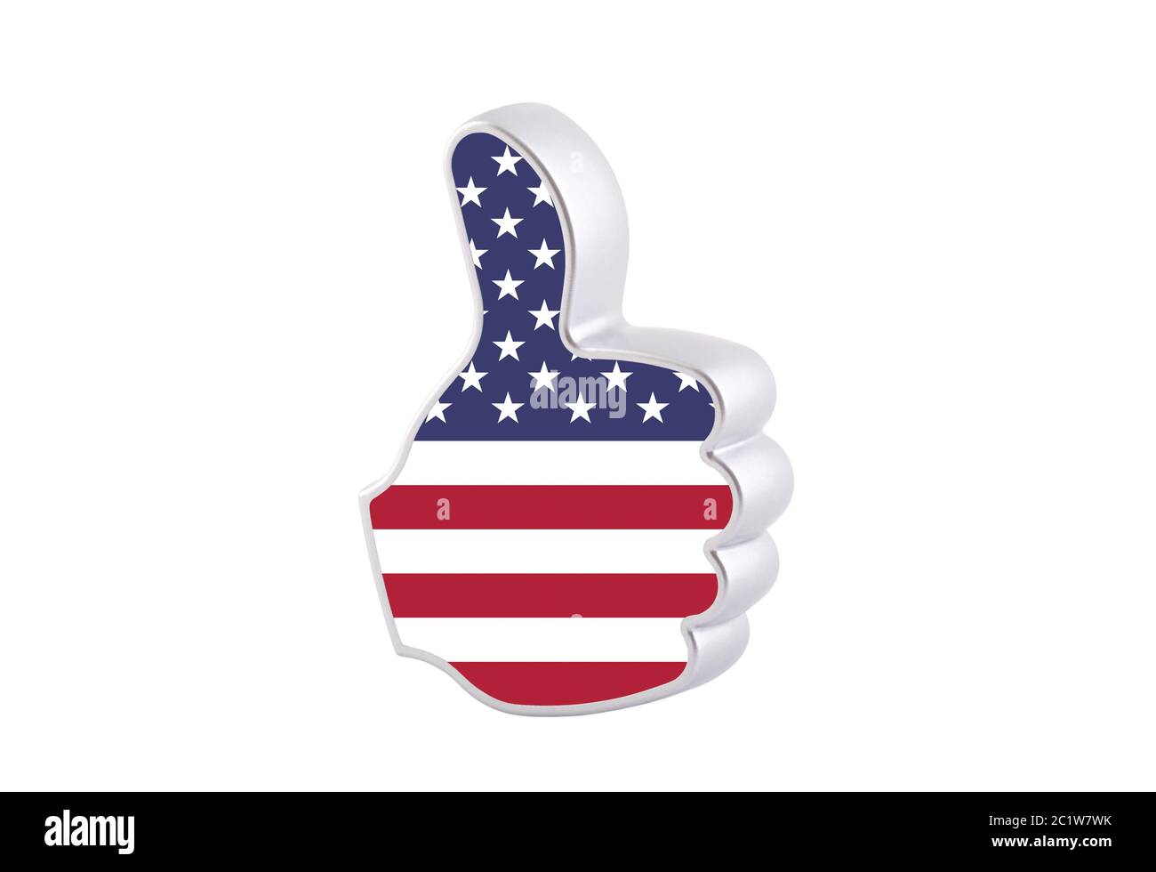Thumb Up graphic illustration with American flag isolated on white background with clipping path Stock Photo