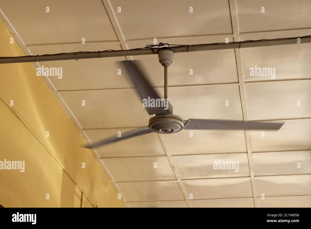 Ceiling fan in restaurant, Andoany/Hell-Ville City, Nosy Be, Madagascar. Stock Photo