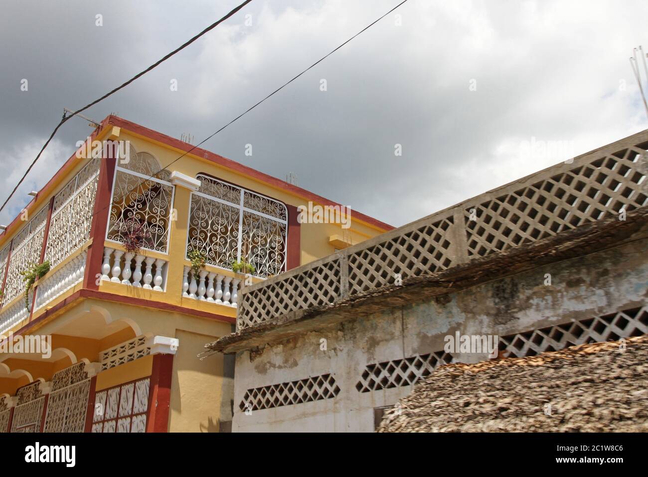 Buildings block, Andoany/Hell-Ville City, Nosy Be, Madagascar. Stock Photo