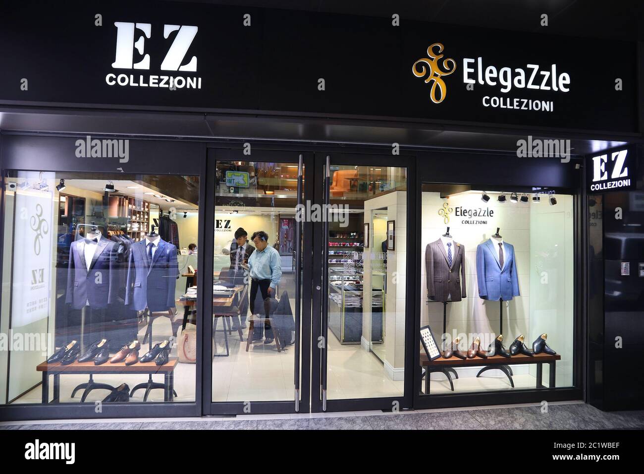TAIPEI, TAIWAN - DECEMBER 5, 2018: Elegazzle formal suit store in Ximending shopping district in Taipei. Ximending is considered one of top shopping d Stock Photo