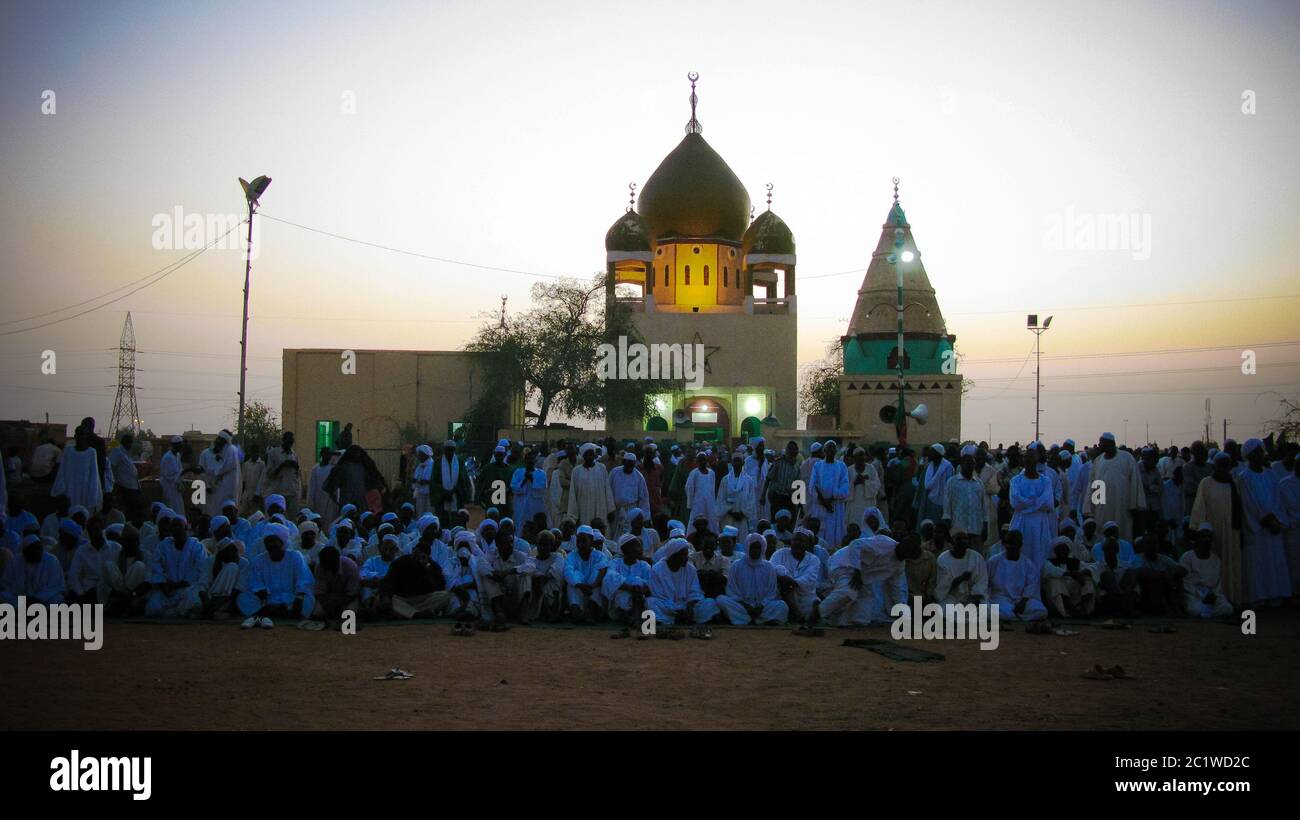 dervishes festival at Alshikh Hamad Al Neel Cemetery, Omdurman, Sudan Stock Photo