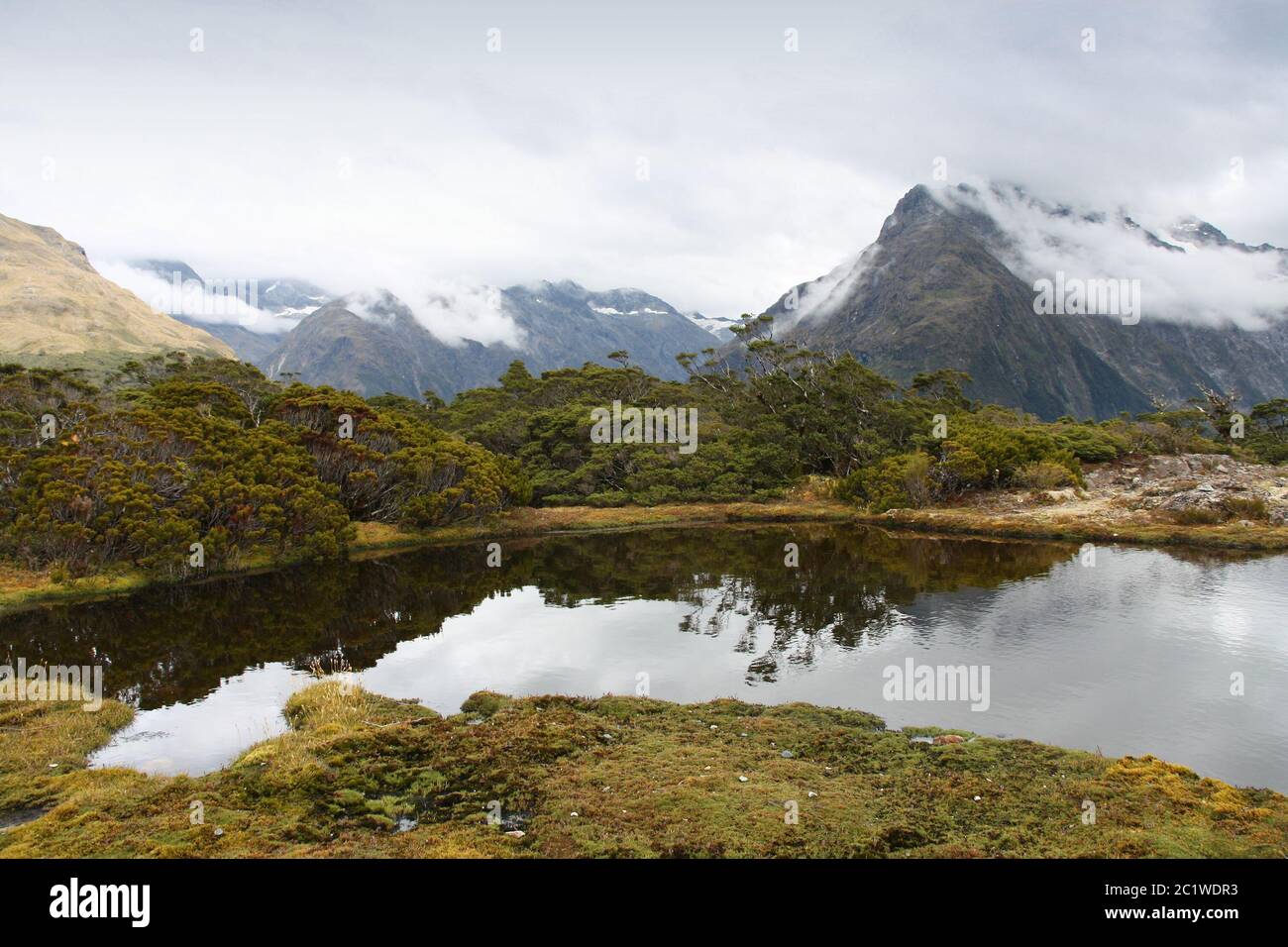 Routeburn Track - hiking trail in mountains of New Zealand. Tarn at Key Summit area Stock Photo ...