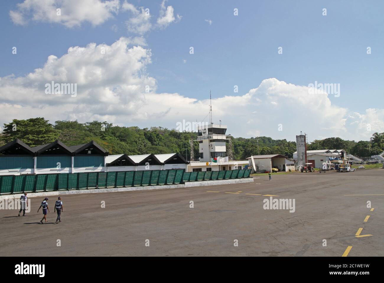 View of tarmac and control tower, Fascene Airport, Nosy Be, Madagascar Stock Photo Alamy