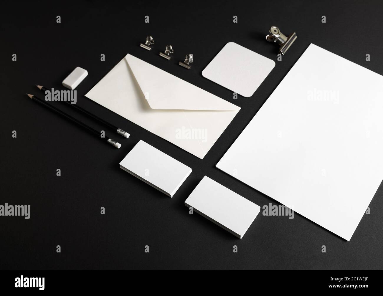 Stationery on black Stock Photo