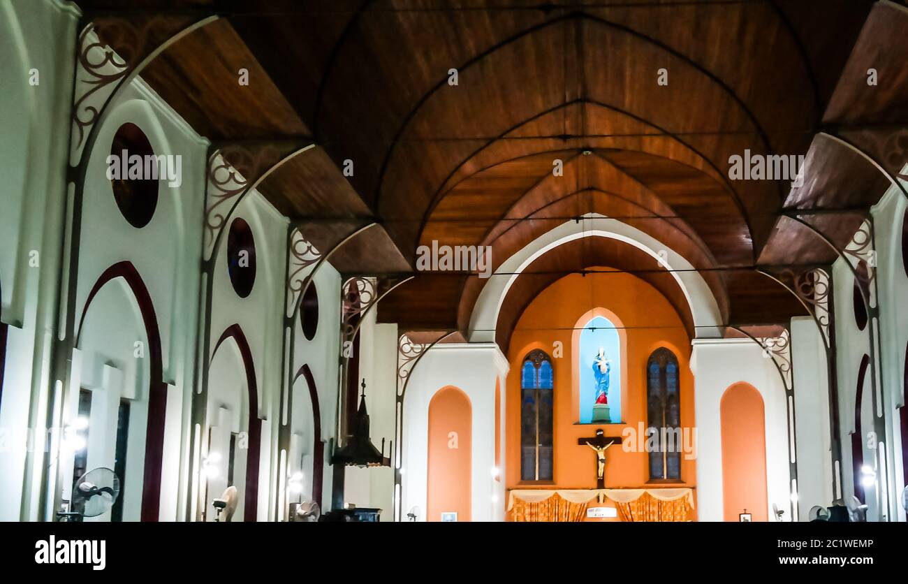 Interior view to Basilica of the Immaculate Conception at Ouidah Stock Photo