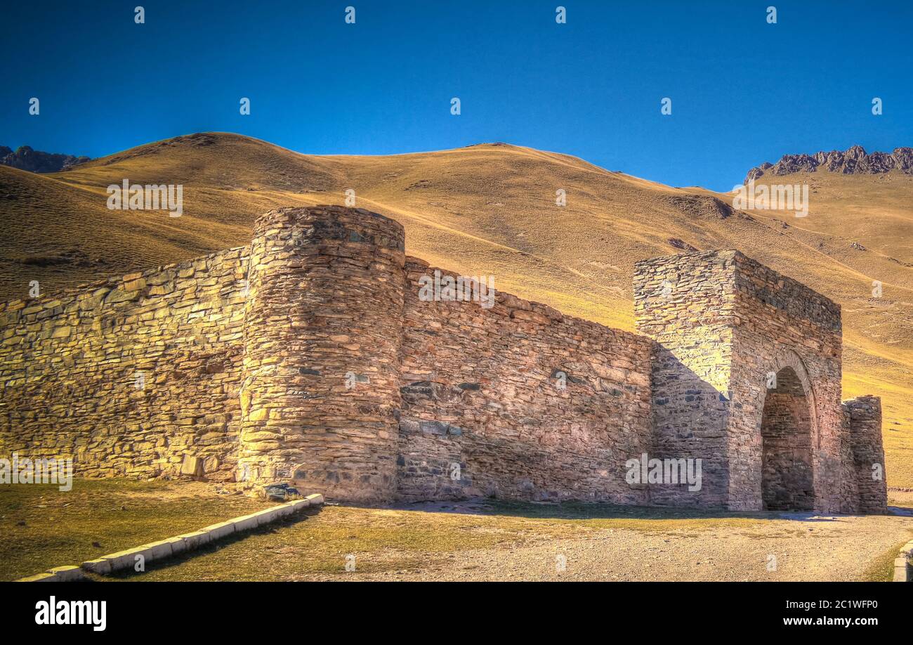Tash Rabat caravanserai in Tian Shan mountain in Naryn province, Kyrgyzstan Stock Photo