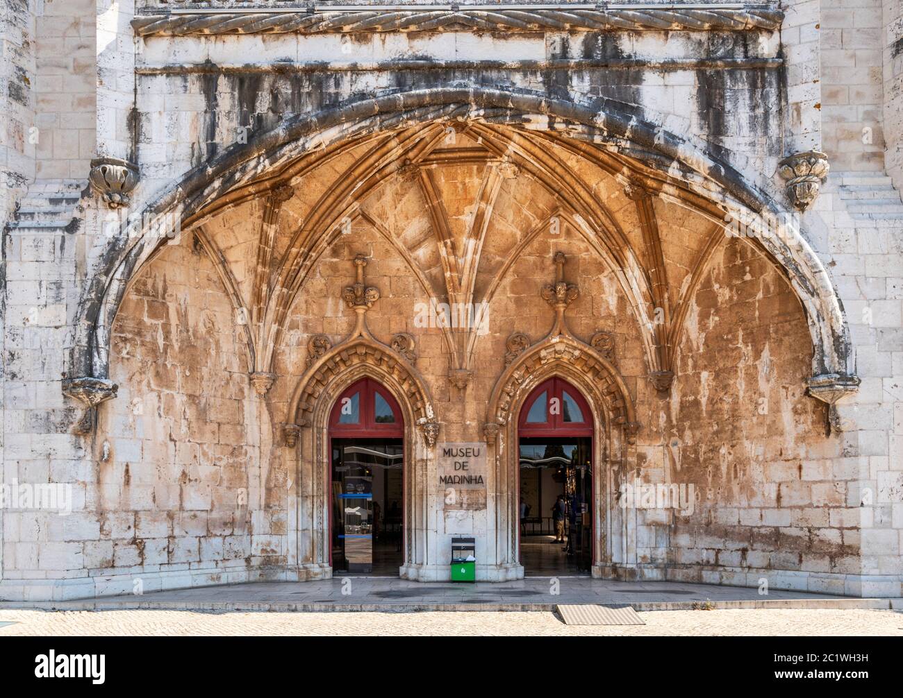 Entrance to the Navy Museum ('Museu de Marinha') maritime museum in the western wing of the Jerónimos Monastery, Belém, Lisbon, Portugal. Stock Photo