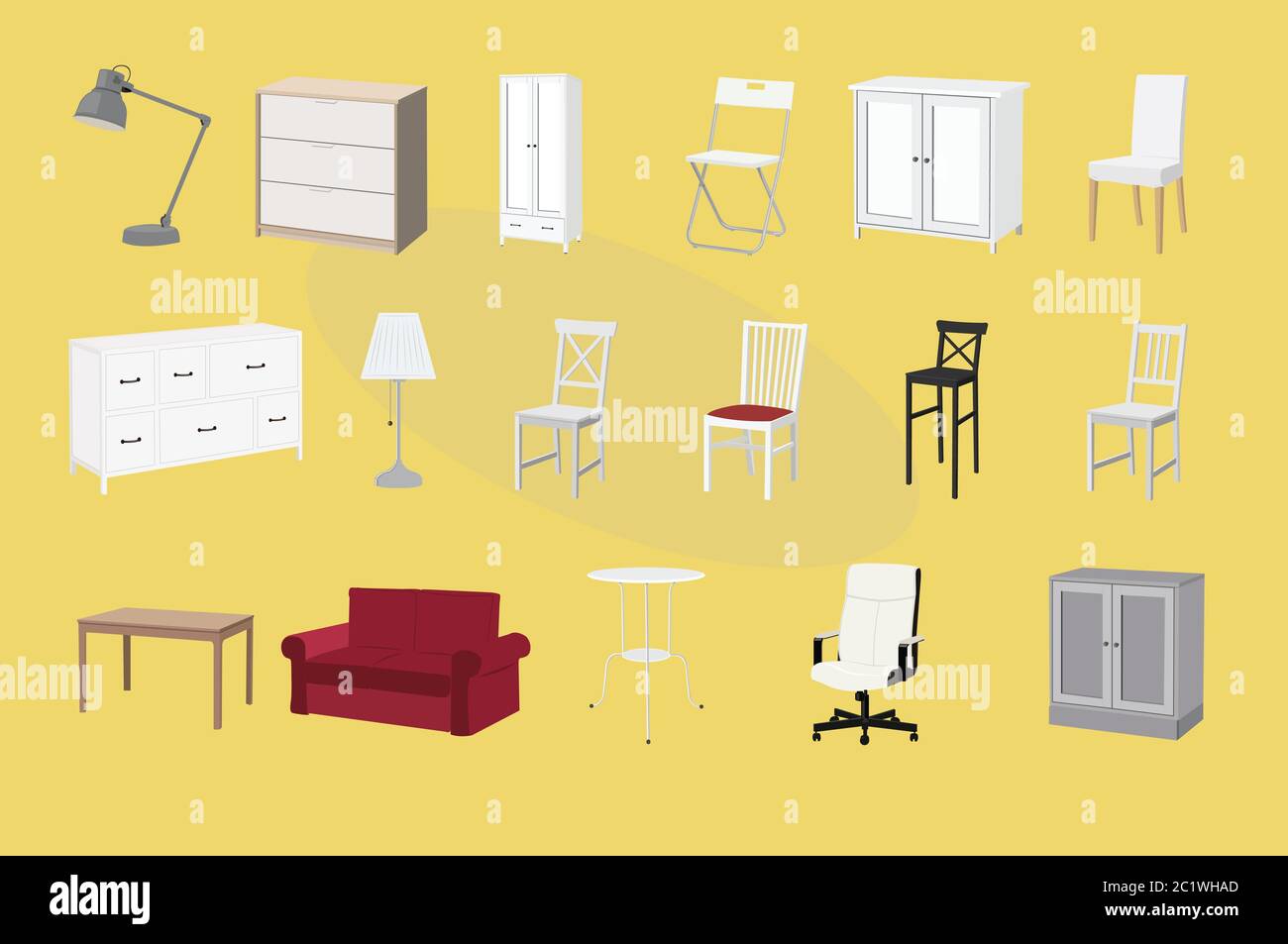 Furniture Design. Icon Set. Vector Illustration. Stock Vector