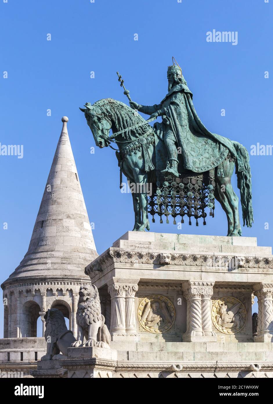 King Stephen horse statue in Budapest Stock Photo Alamy