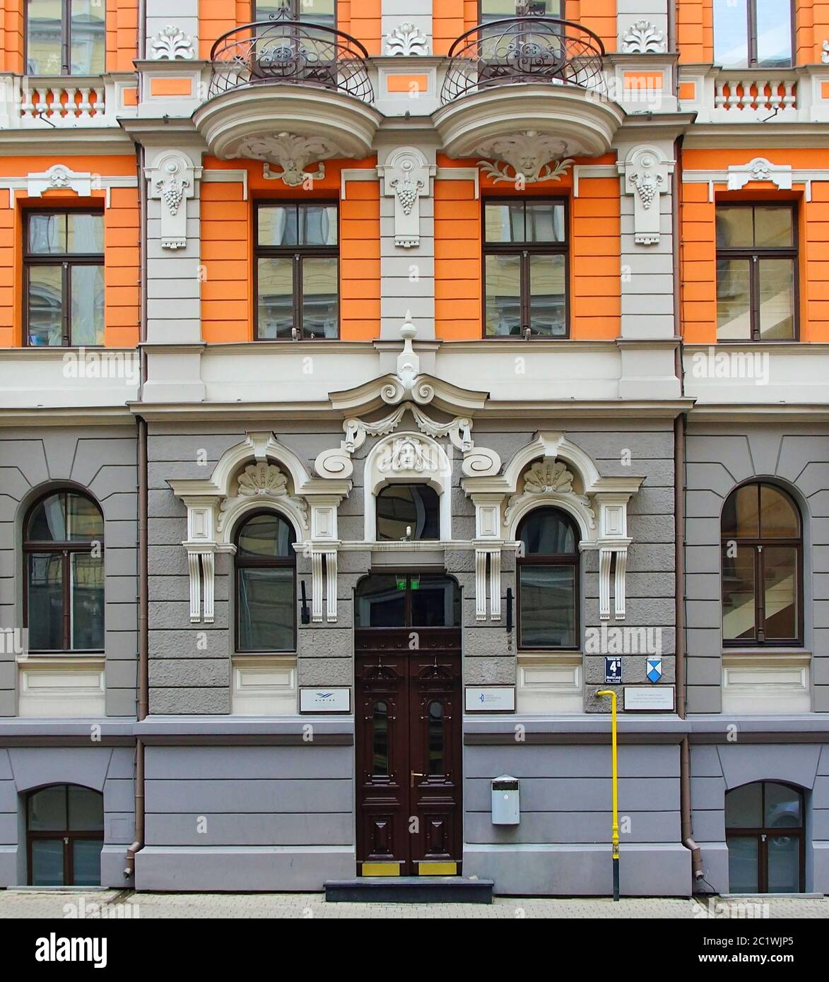 Fragment Of The Facade And Design Of The Entrance To The Residential House In The Art Nouveau Style Stock Photo Alamy