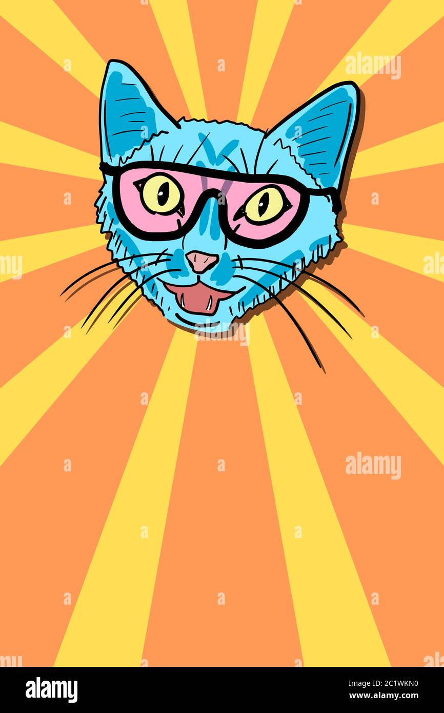 Space cat in sunglasses cool cat meme with copy space Stock Vector