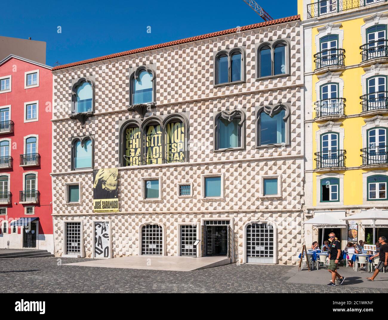 Casa dos Bicos ('House of the Beaks') is a historic house in Lisbon, Portugal. Influenced by Manueline styles, it has a unique facade of spikes. Stock Photo