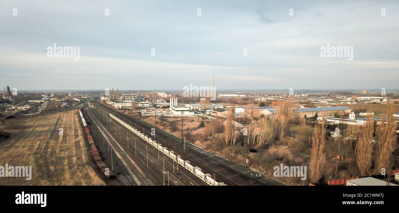 These are details of points, rails and infrastructure Stock Photo