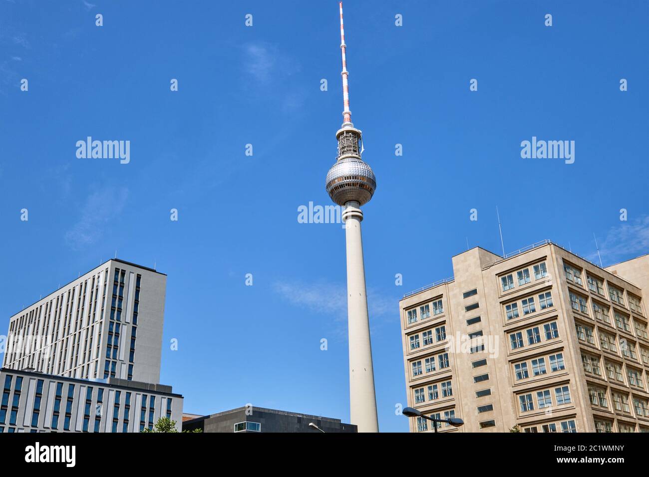 The Television Tower, Berlins most famous landmark, on a sunny day Stock Photo
